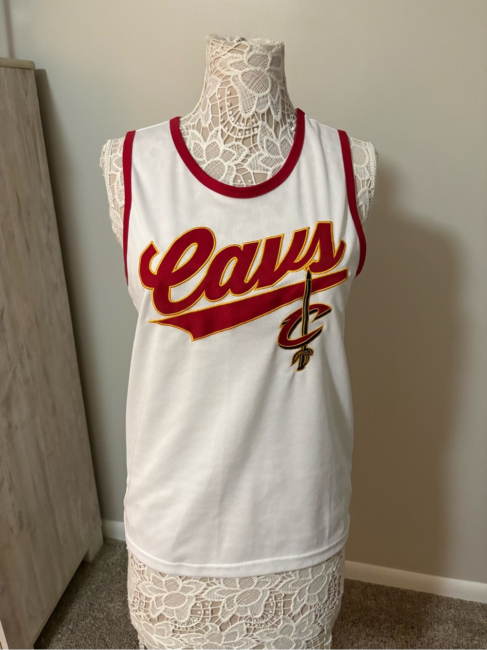NBA Kids' Cavs White Jersey with Wine & Gold Accents